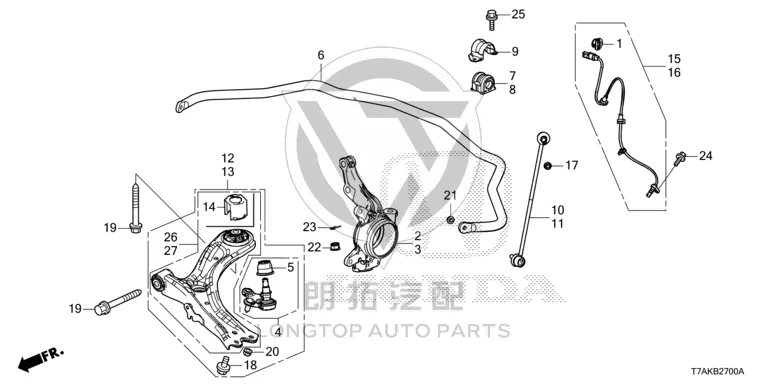 ABS Front Wheel Sensor (Right) 57450-T7A-003 57450T7A003 for Honda