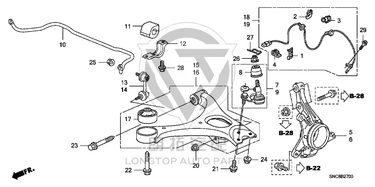 Front Lower Control Arm (Left) 51360-SNA90 51360SNA90 for Honda Ciimo