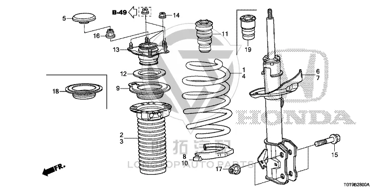 Front Shock Absorber Core (Right) 51611-TFCH02 51611TFCH02 for Honda