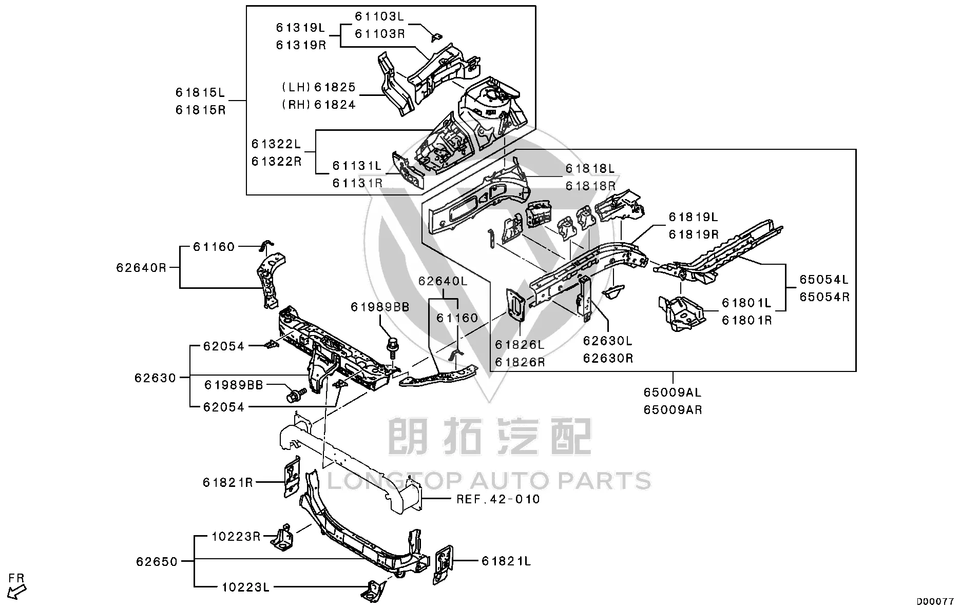 Front Longitudinal Beam Outer Side Left 5220F-315 5220F315 for Mitsubishi GA1W