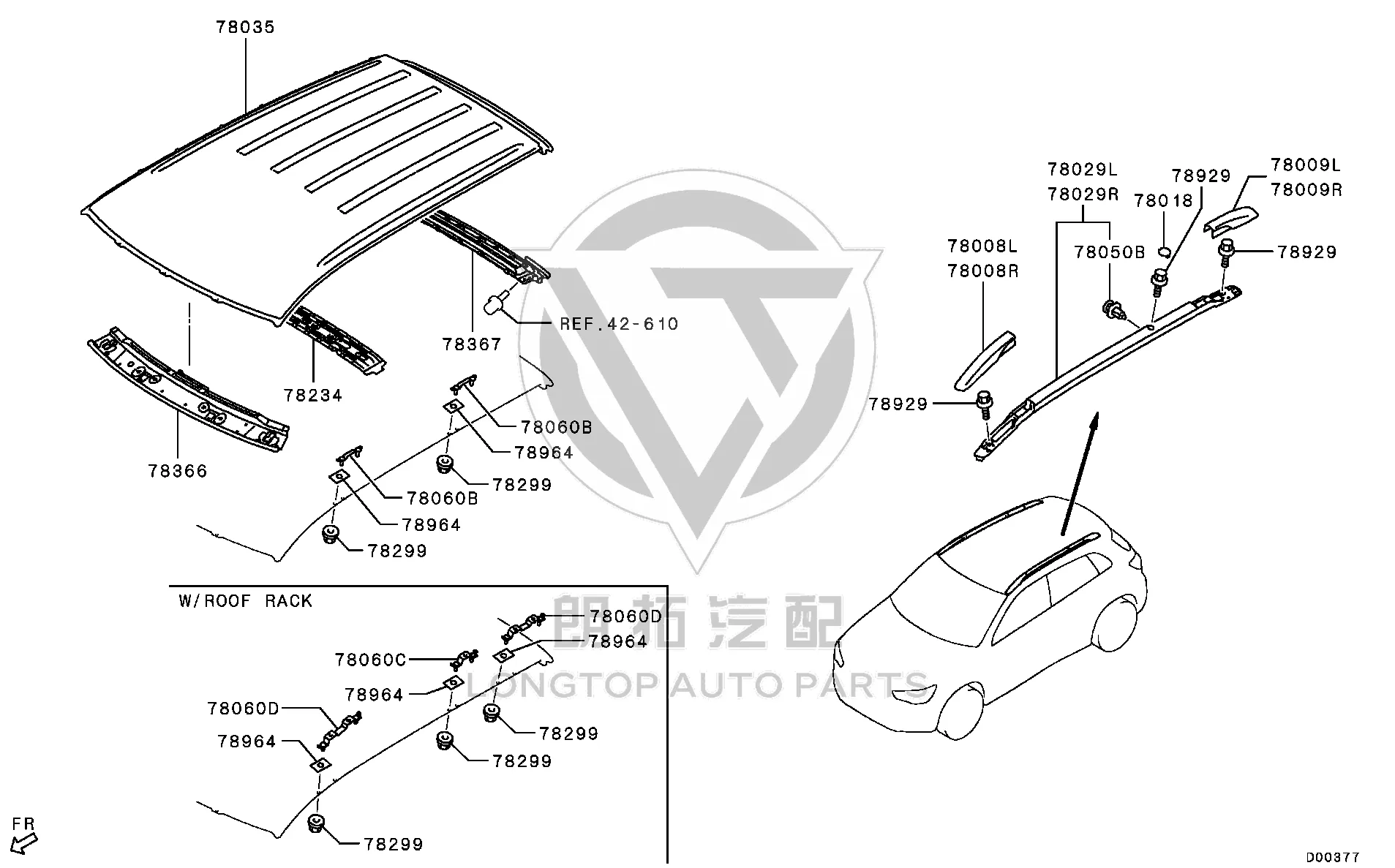 Roof Outer Panel 5290D-62626 5290D62626 for Mitsubishi GA1W