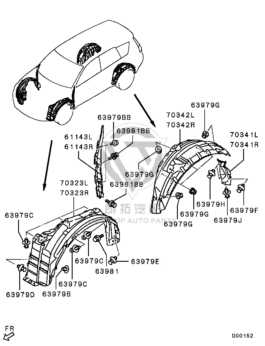 Front Fender Liner (Left) 5370A-391 5370A391 for Mitsubishi CW5W