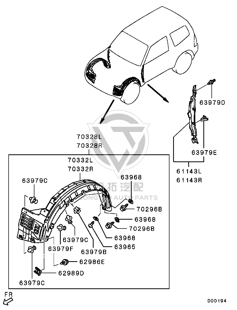 Front Fender Liner (Left) 5370A-69999 5370A69999 for Mitsubishi V88W