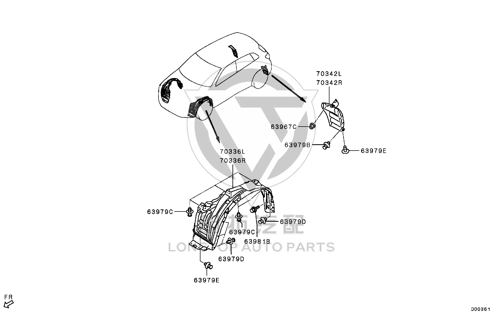 Fender Clip 7259A-114 7259A114 for Mitsubishi GA1W