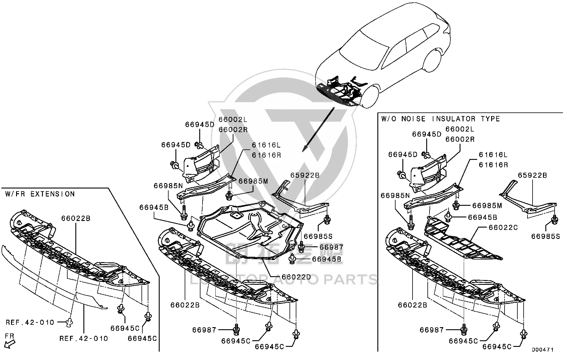 Engine Underbody Guard (Rear) 5370B-86400 5370B86400 for Mitsubishi GF2W
