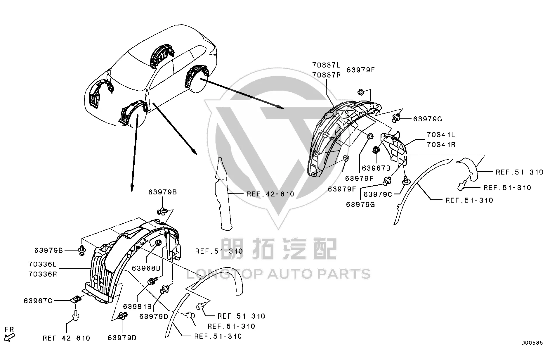 Front Fender Liner (Left) 5370B-94700 5370B94700 for Mitsubishi GF7W
