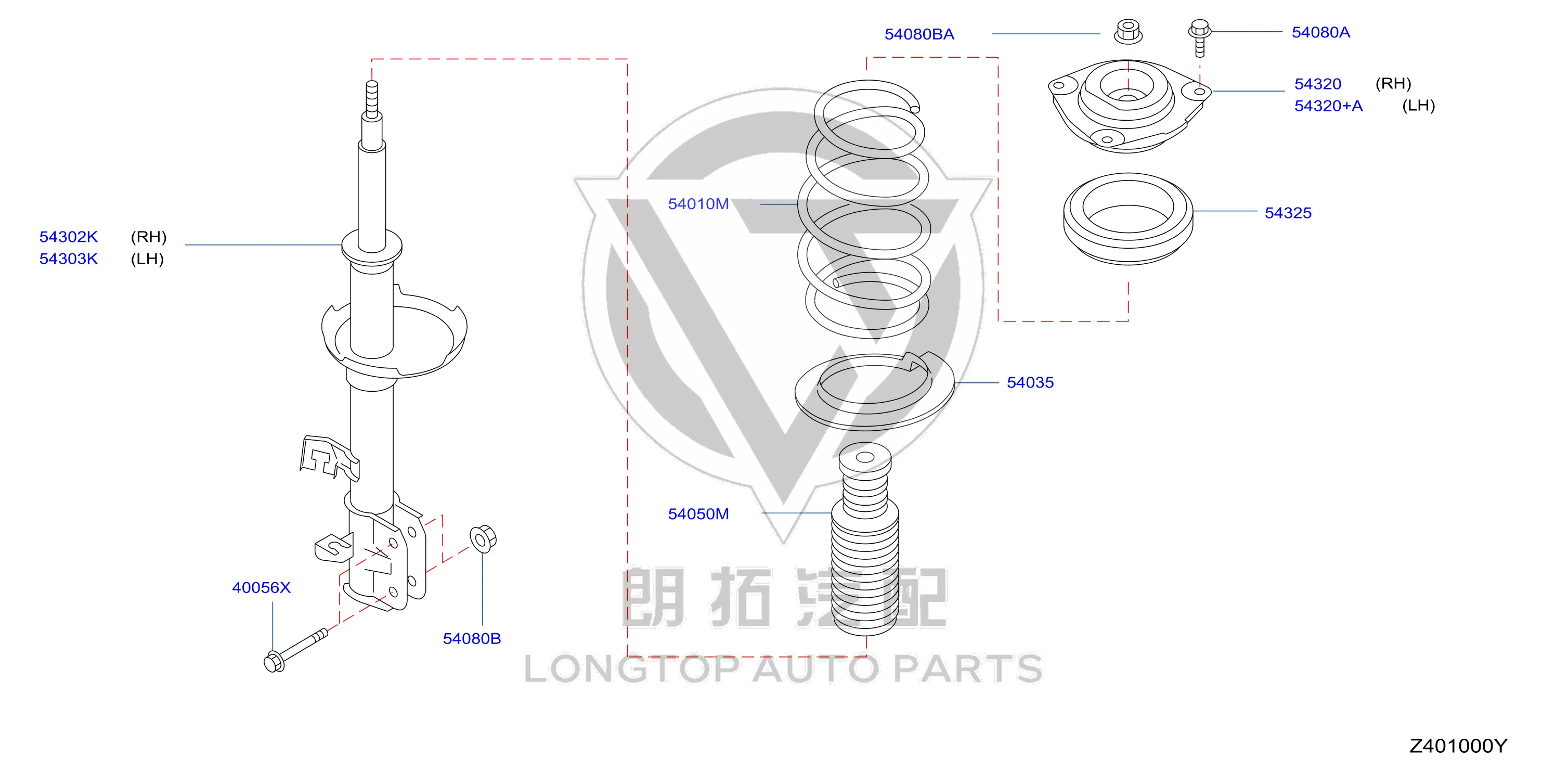 Front Shock Absorber Core Right 54302-3DA1A 543023DA1A for Nissan