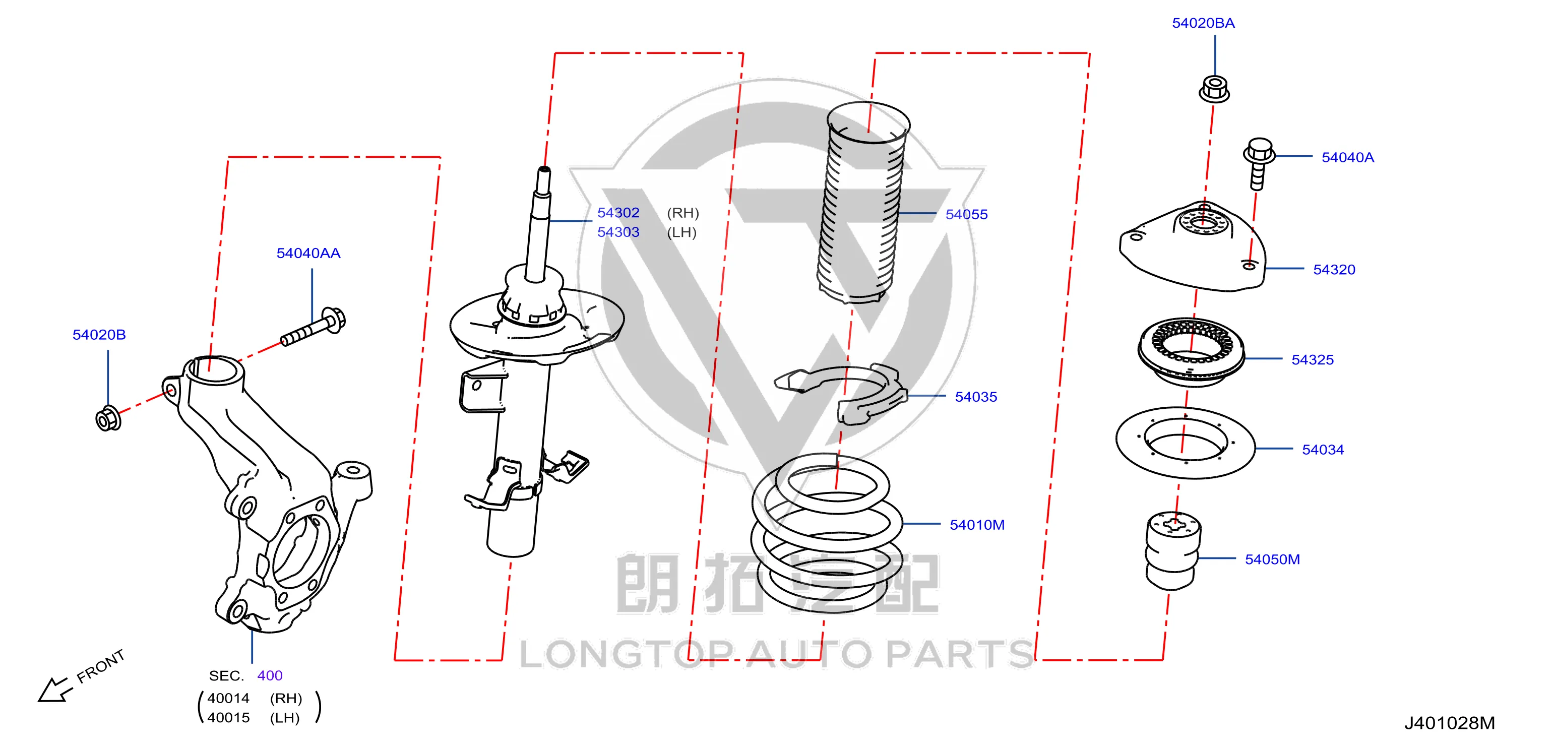 Front Shock Absorber Core (Right) 54302-5NN0E 543025NN0E for Infiniti