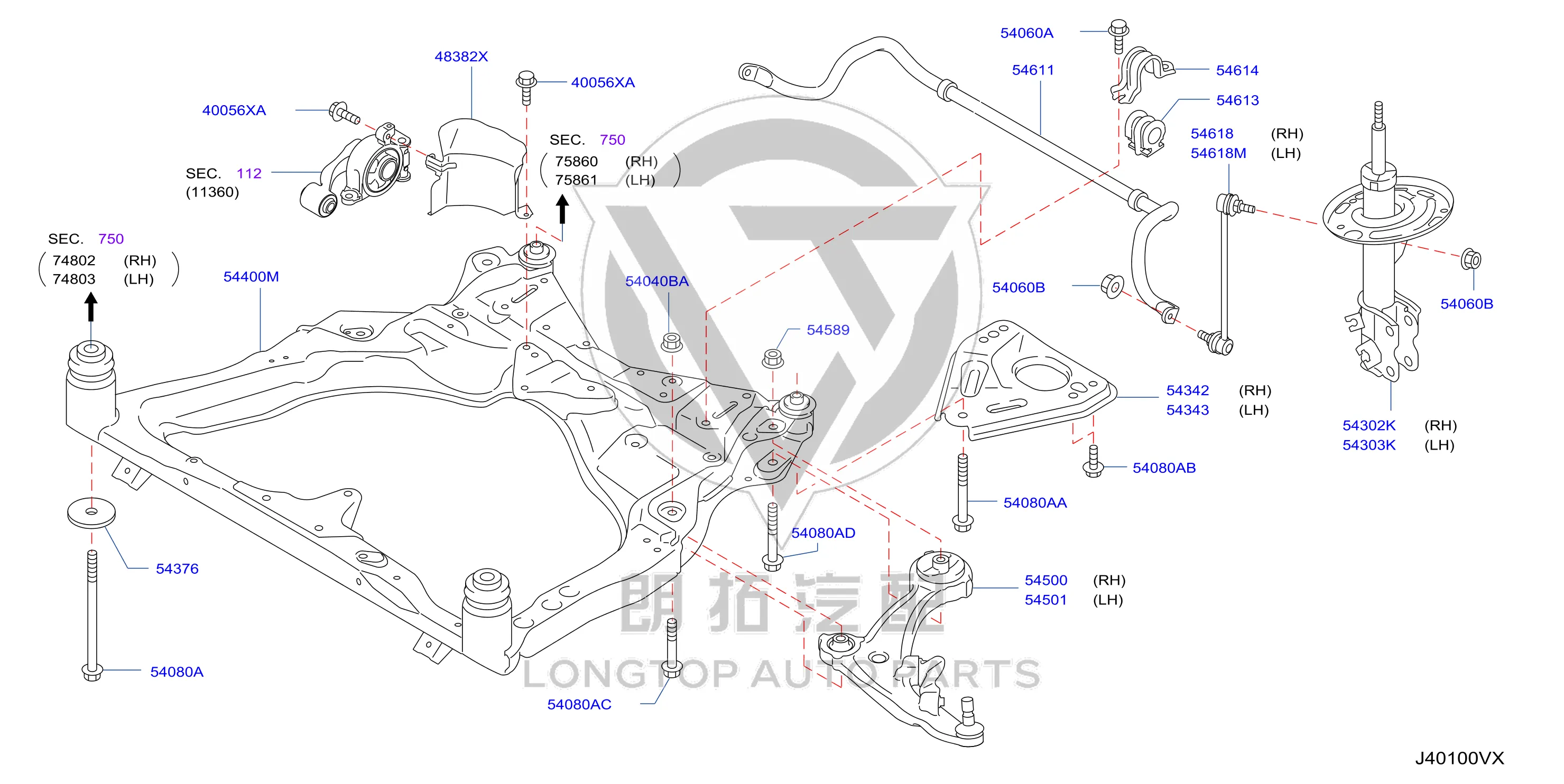 Front Lower Control Arm 54500-JN00B 54500JN00B for Nissan