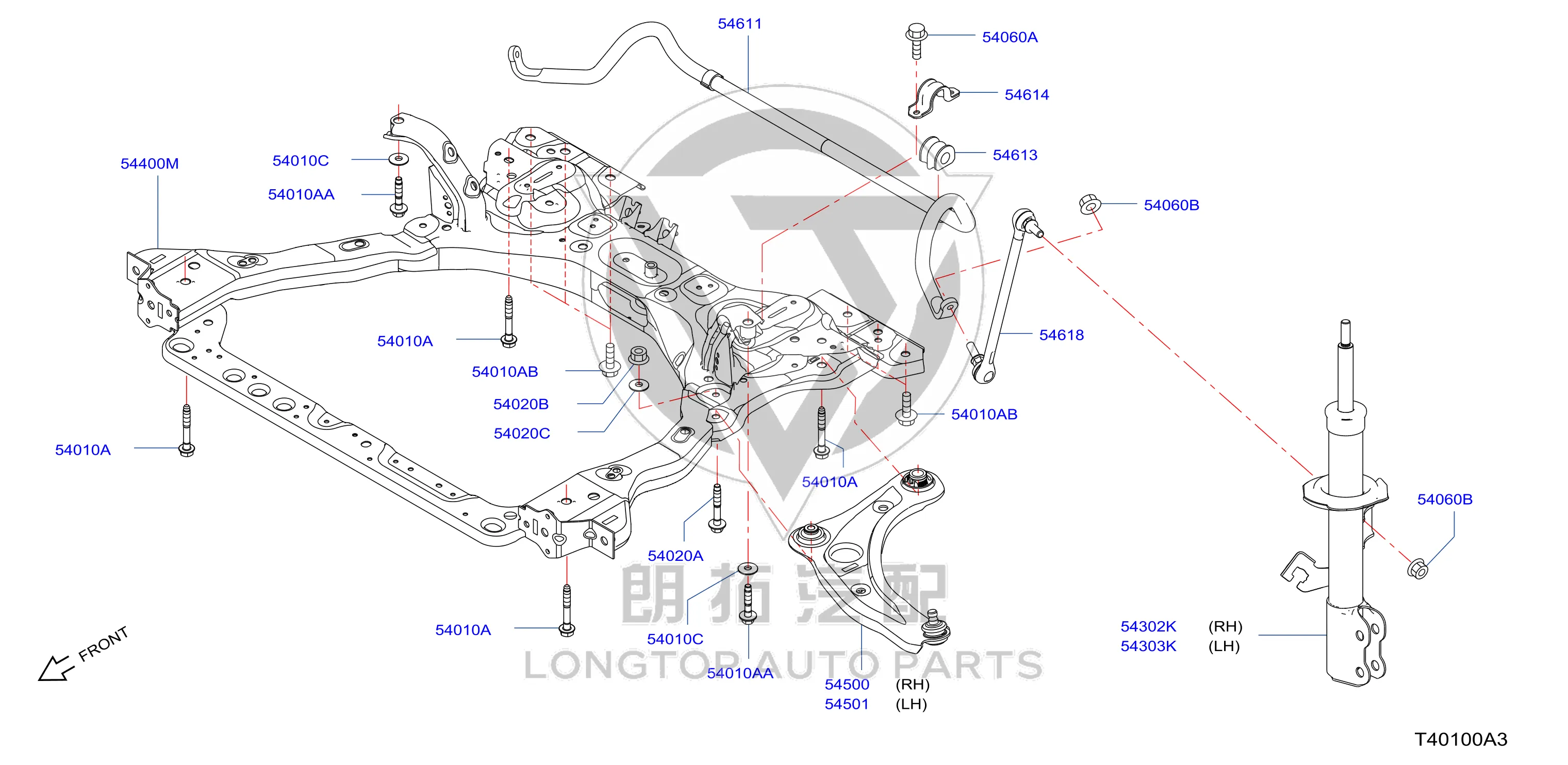 Subframe 54401-5RF0A 544015RF0A for Nissan