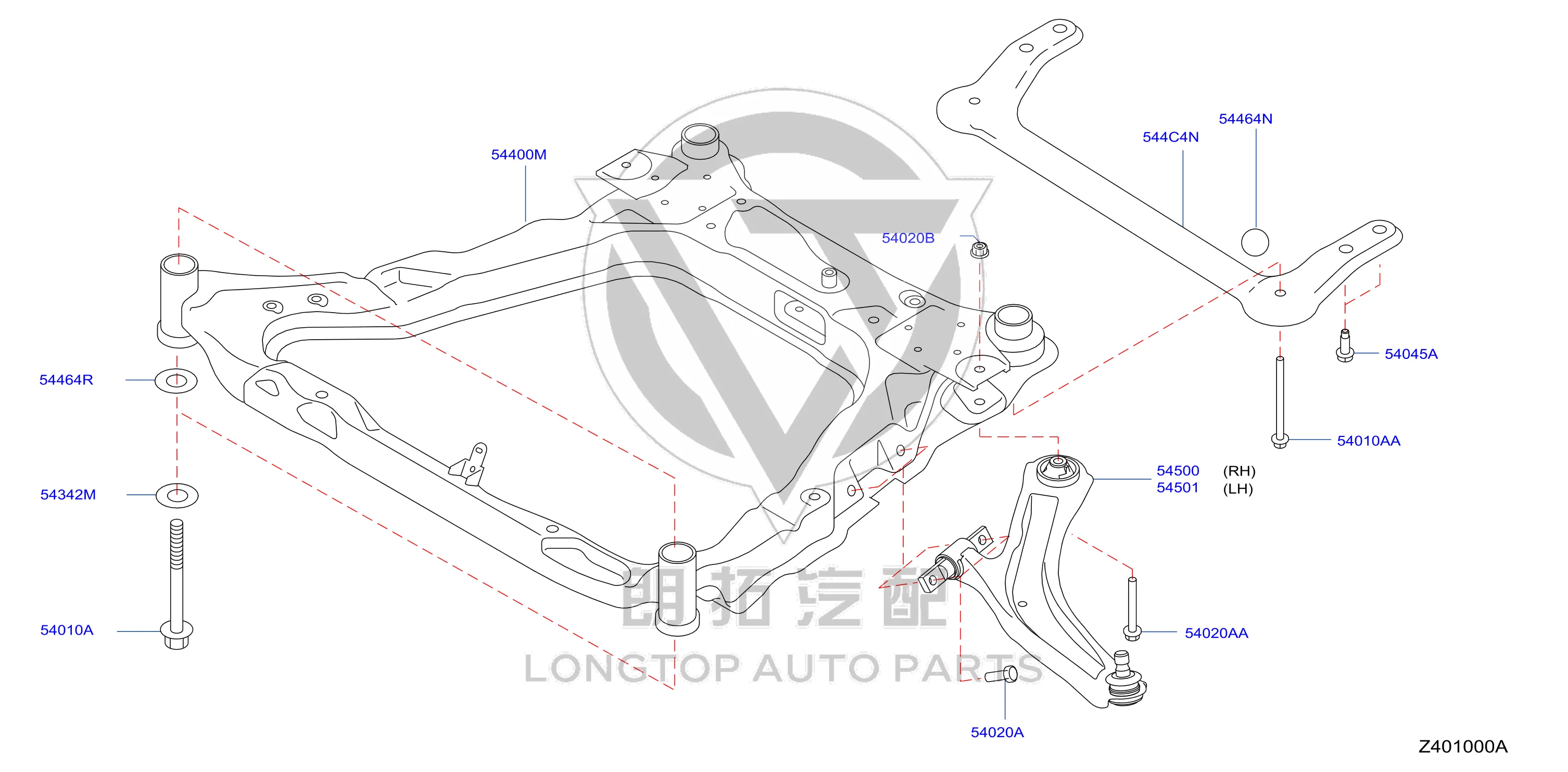 Front Lower Control Arm (Right) 54500-JE20A 54500JE20A for Nissan