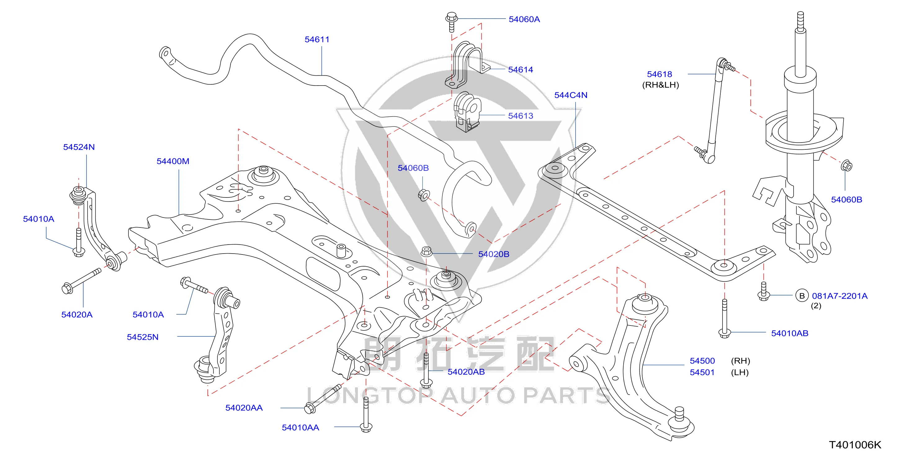 Bracket of Subframe (Right) 54524-ED50B 54524ED50B for Nissan