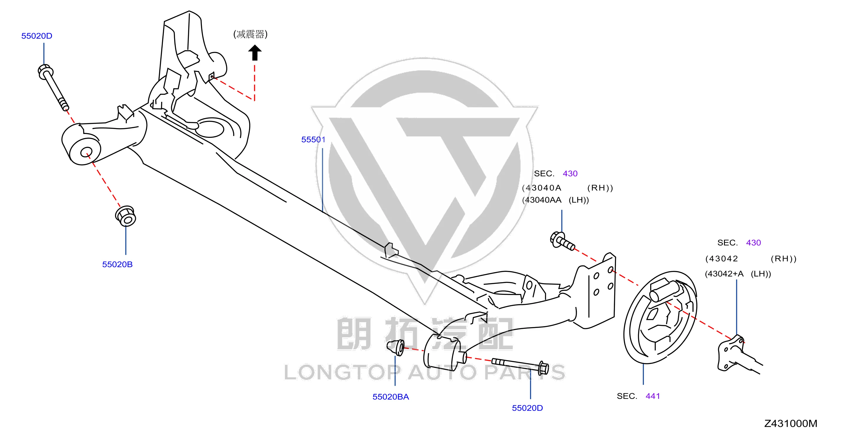 Rear Axle Housing 55501-1HM0A 555011HM0A for Nissan