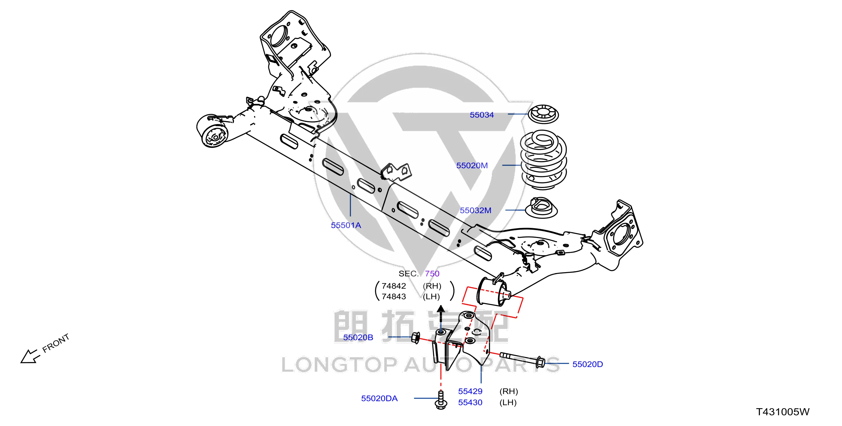 Rear Axle Assembly 55501-3DN0B 555013DN0B for Nissan