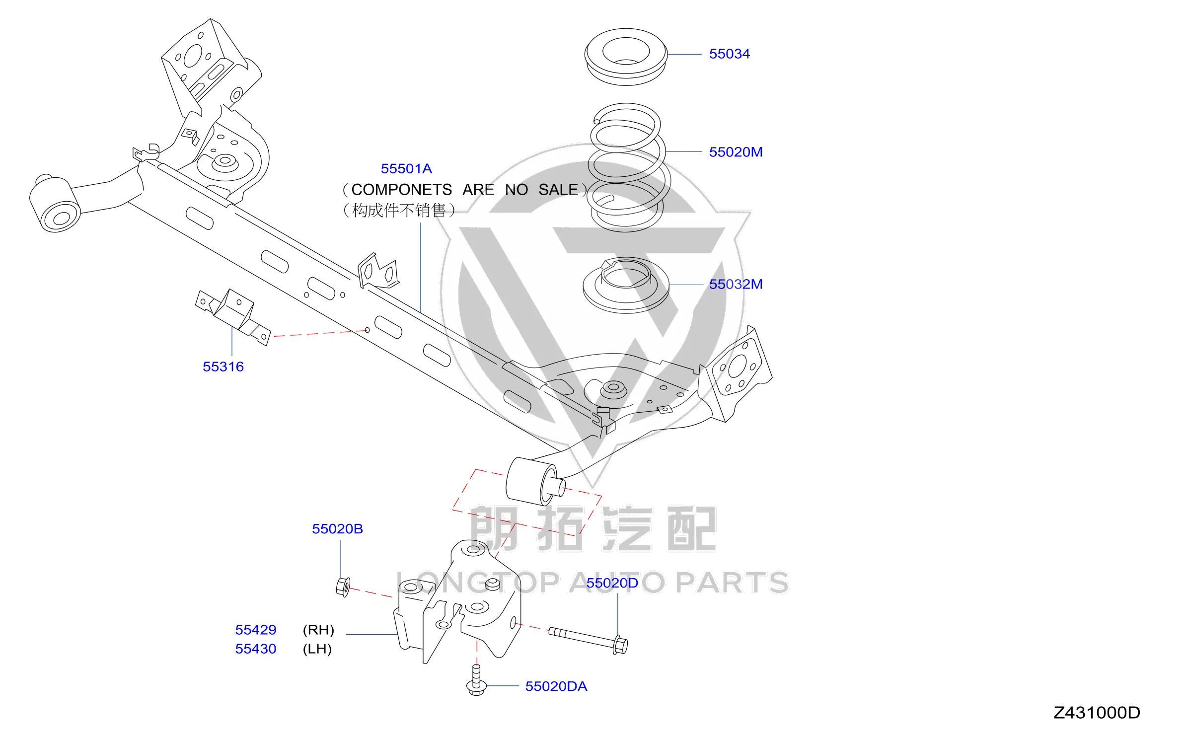 Rear Axle Assembly 55501-CJ00A 55501CJ00A for Nissan