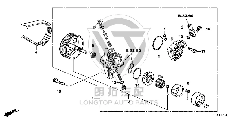 Power steering pump 56100-R60-P05 56100R60P05 for Honda