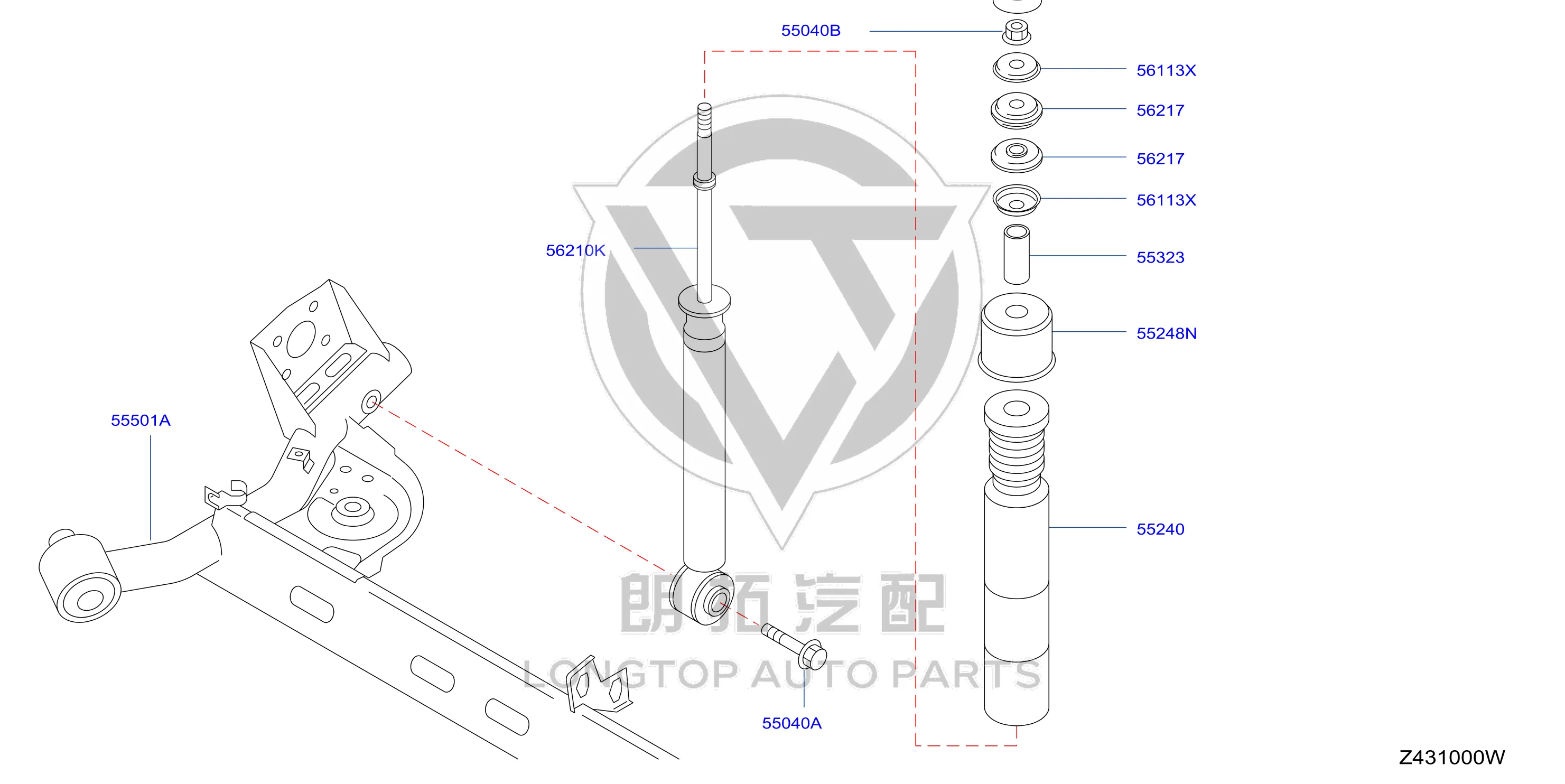 Rear Shock Absorber Core 56210-2FJ0B 562102FJ0B for Venucia