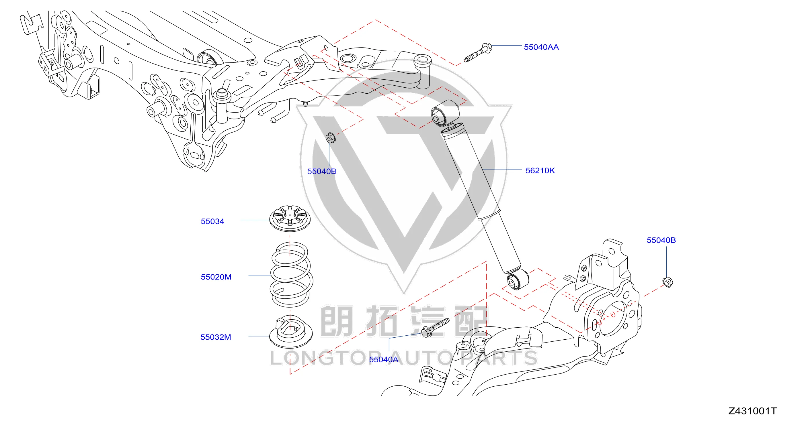Rear Shock Absorber Core 56210-DF30C 56210DF30C for Nissan