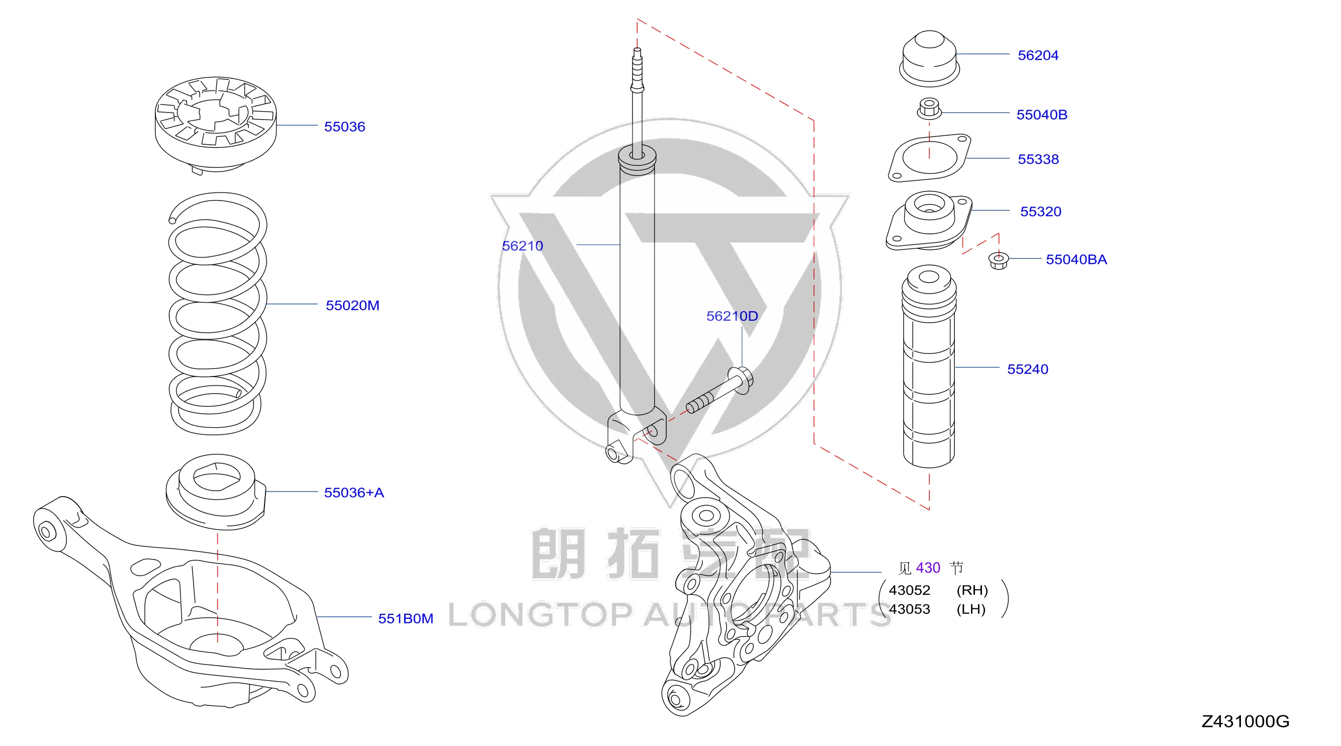 Rear Shock Absorber Core 56210-JN00C 56210JN00C for Nissan