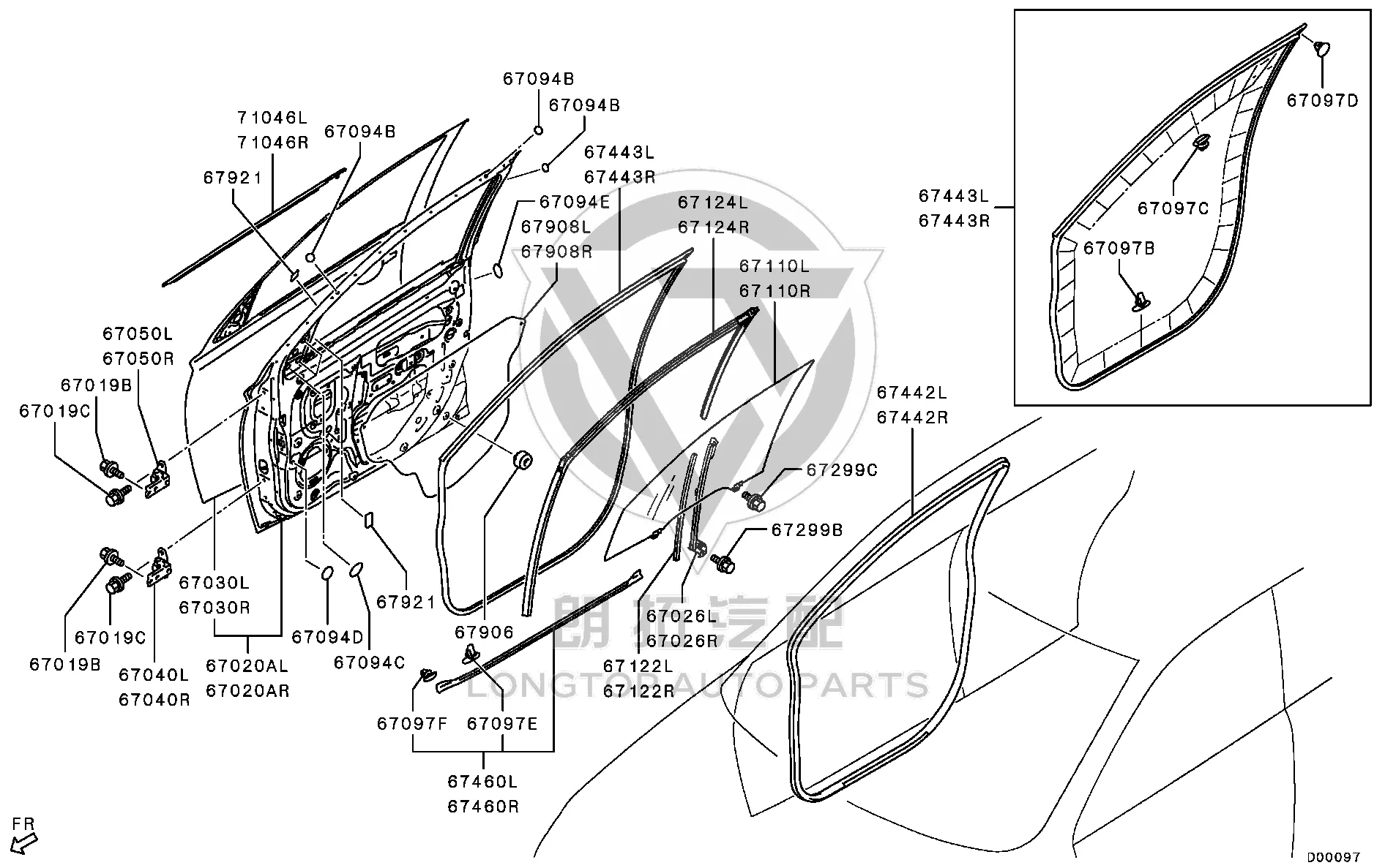 Front Door Panel Left 5700B-843 5700B843 for Mitsubishi GF2W