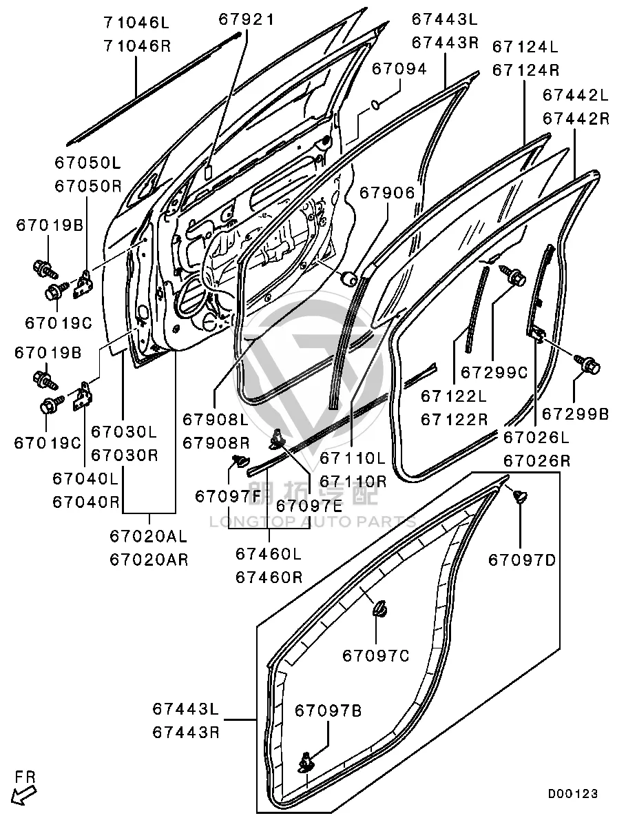 Front Door Glass Channel (Right) 5705A-618 5705A618 for Mitsubishi GA1W