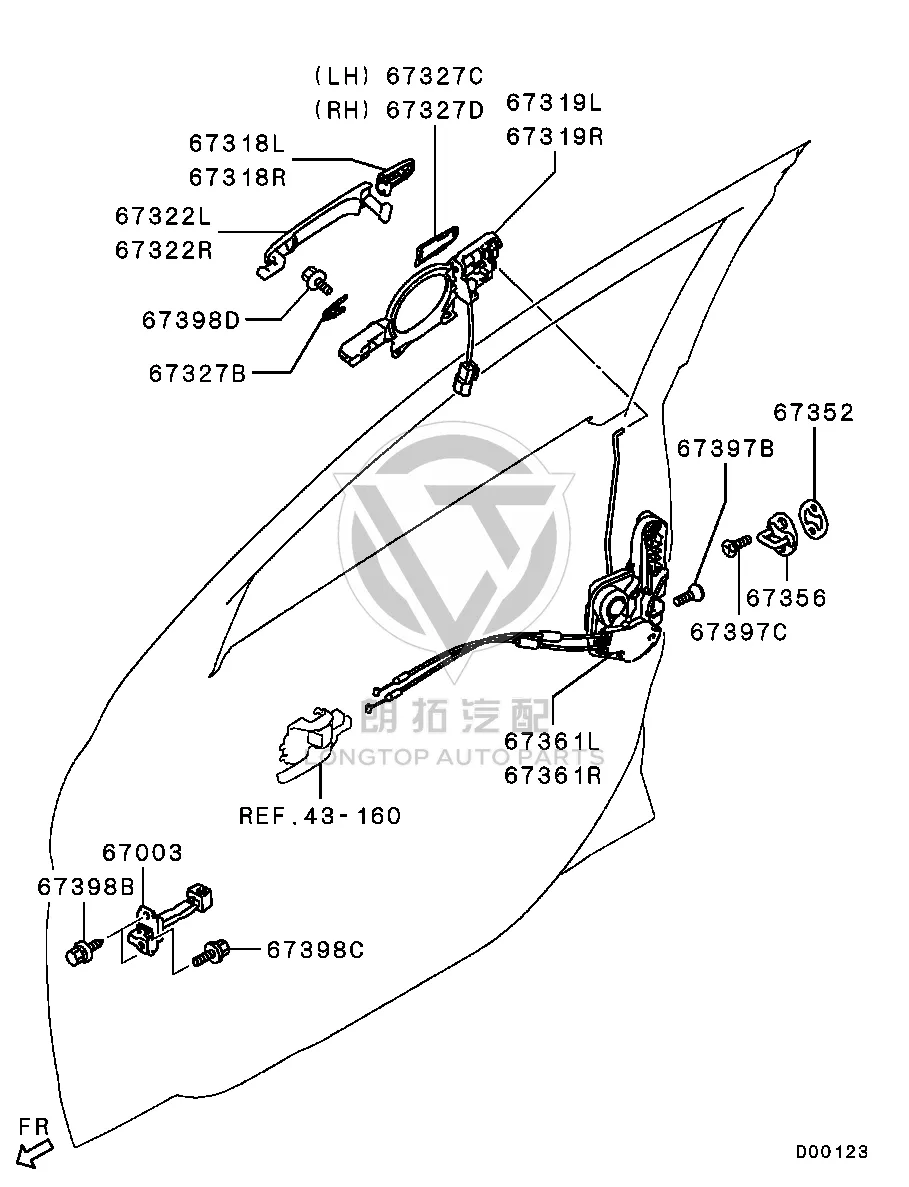 Front Door Outside Handle Mounting Frame 5716A-537 5716A537 for Mitsubishi GA2W