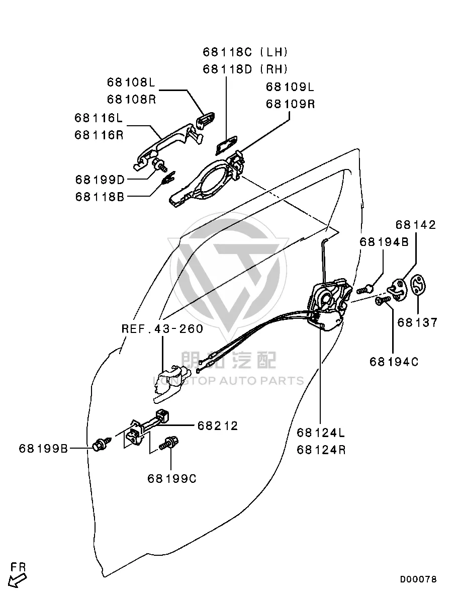 Rear Door Outside Handle (Left) 5716A-525WB 5716A525WB for Mitsubishi GA1W