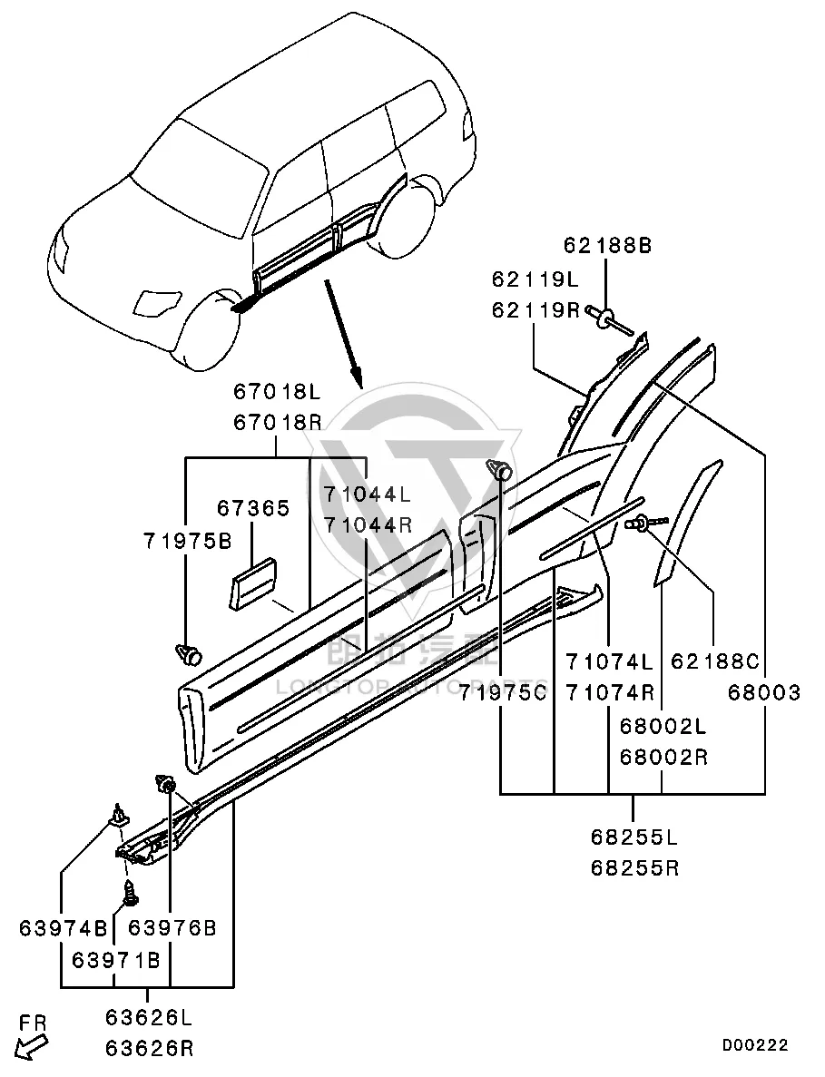 Rear Door Exterior Trim Panel 5757A-175XB 5757A175XB for Mitsubishi V93W
