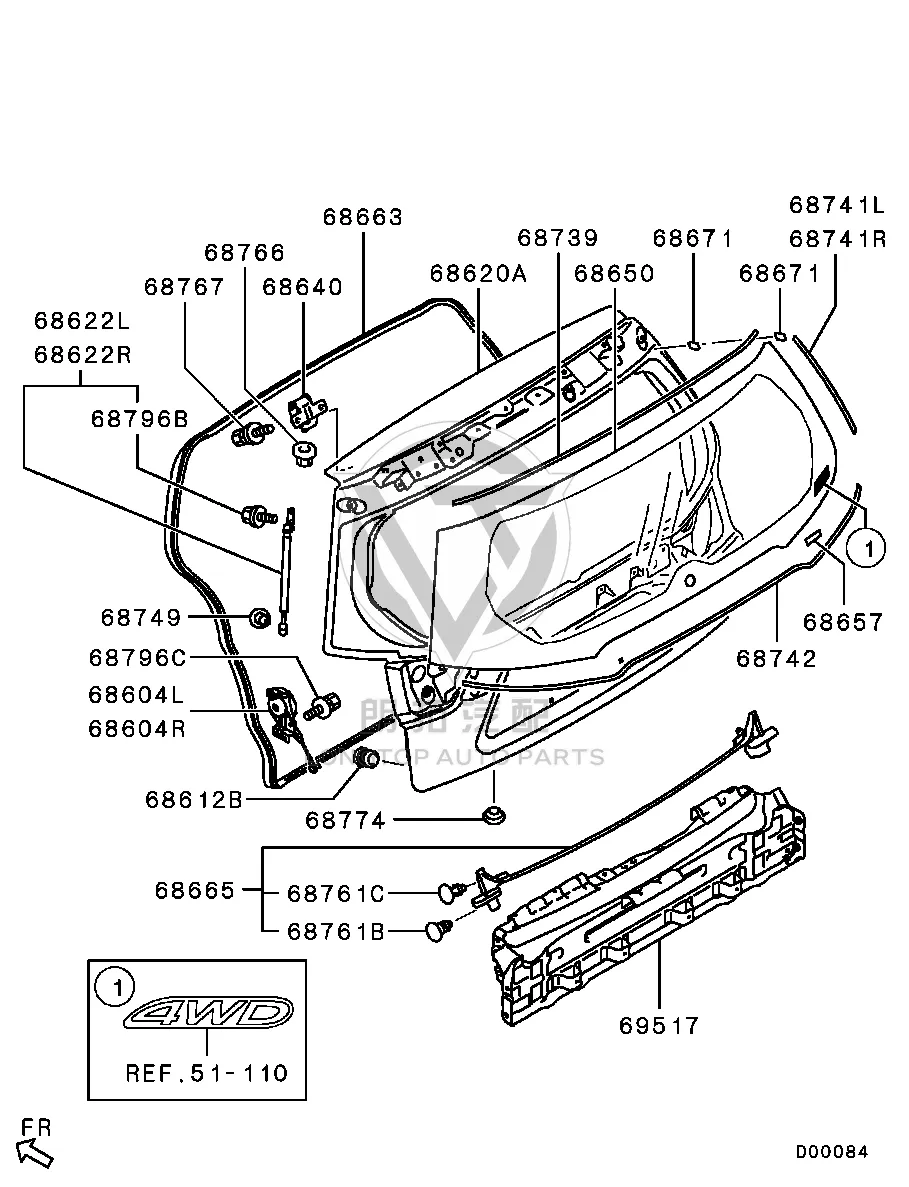 Rear Windshield 5805A-096 5805A096 for Mitsubishi CW4W