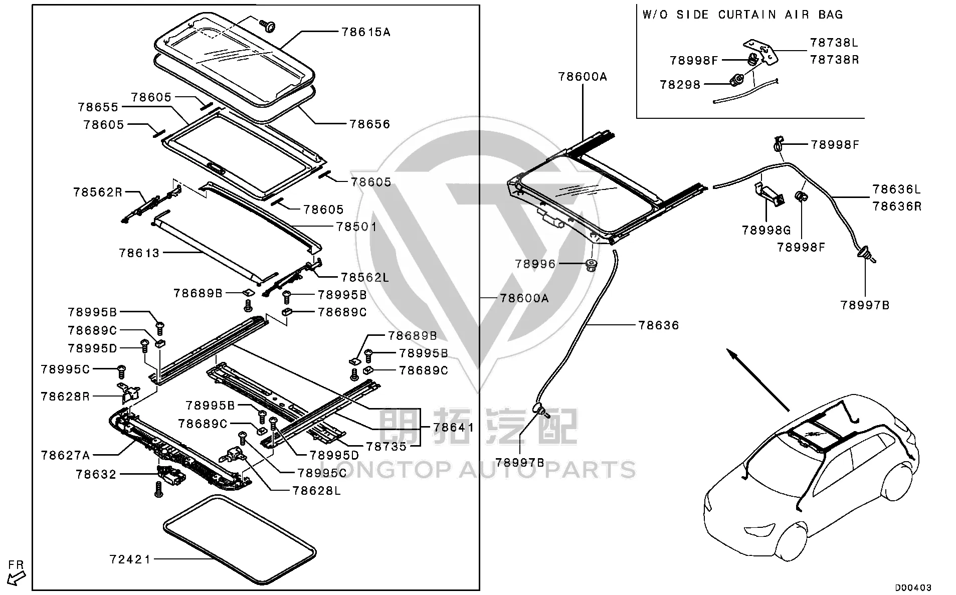 Skylight Glass Sealing Strip 5850A-58700 5850A58700 for Mitsubishi GA1W