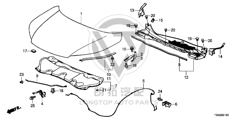 Front Hood 60100-T0JA0 60100T0JA0 for Honda