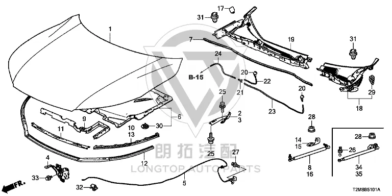 Front Hood Lock Assembly 74120-T2J-H01 74120T2JH01 for Honda