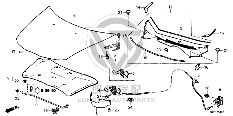 Front Hood 60100-T6PH0 60100T6PH0 for Honda