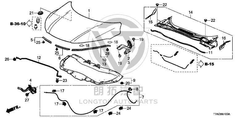 Front Hood 60100-T7JH0 60100T7JH0 for Honda