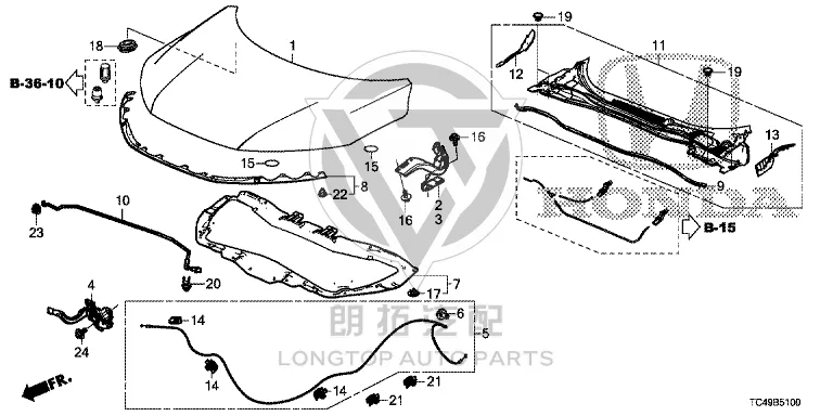 Front Engine Hood Hinge (Right) 60120-T7JH0 60120T7JH0 for Honda