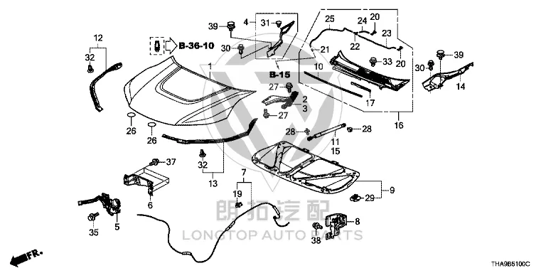 Front Hood 60100-THAH0 60100THAH0 for Honda