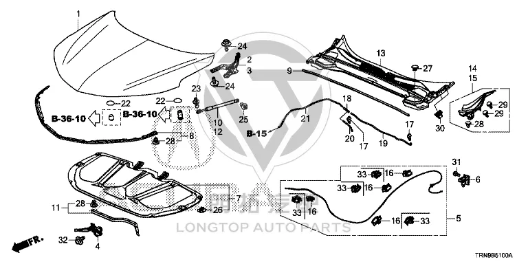 Front Hood 60100-TRNH0 0ZZ60 60100TRNH00ZZ for Acura