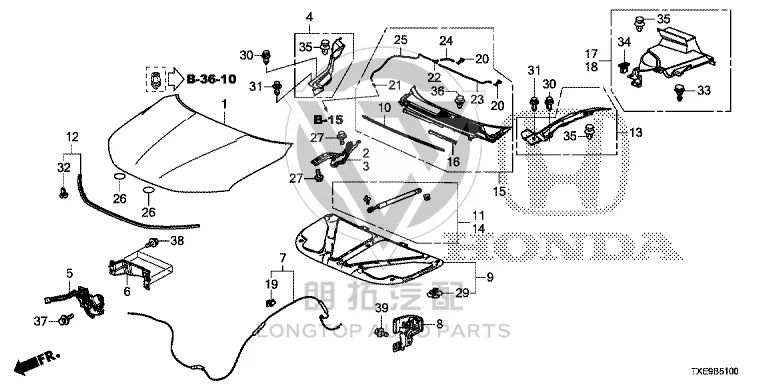 Front Hood 60100-TXEH0 60100TXEH0 for Honda