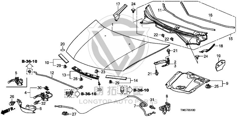 Front Engine Hood Hinge Shield Right 74212-TM0T0 74212TM0T0 for Honda