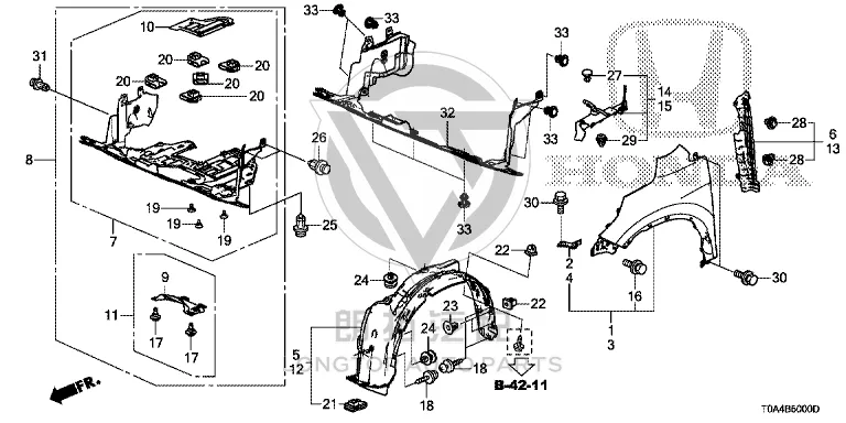 Front Fender Trim Upper Left 74207-T0AA00 74207T0AA00 for Honda