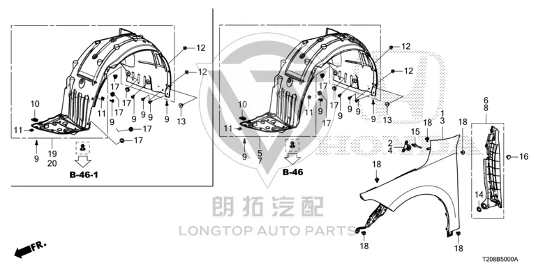 Front Fender Lining (Right) 74100-T24-T00 74100T24T00 for Honda
