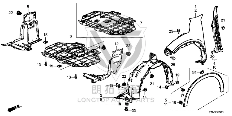 Front Fender (Left) 60260-T7MH0 60260T7MH0 for Honda