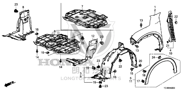 Front Fender Left 60260-TC4-H10ZZ 60260TC4H10ZZ for Honda