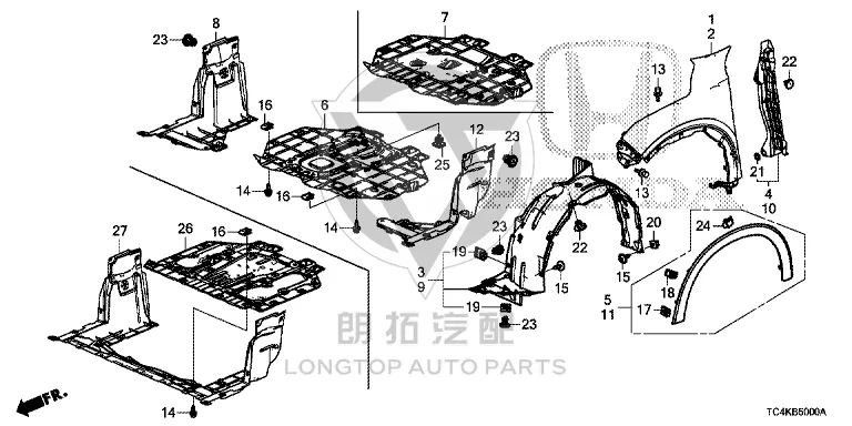 Front Wheel Trim (Right) 74107-T7MH1 74107T7MH1 for Honda