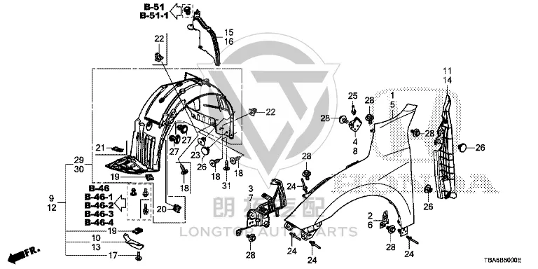 Front Fender (Left) 60261-TETH0 60261TETH0 for Honda