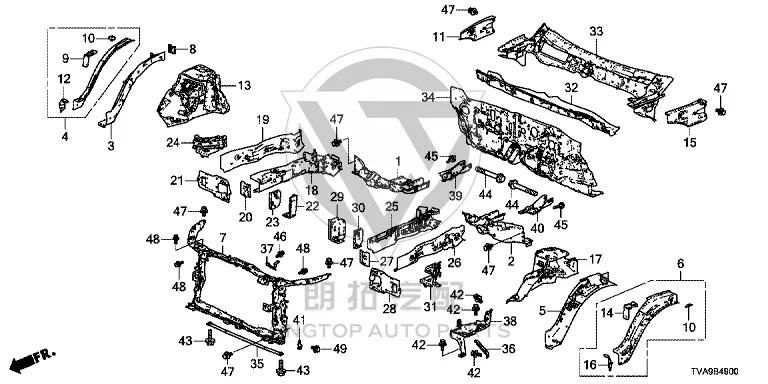 Radiator Frame 60400-TVEH5 60400TVEH50ZZ for Honda