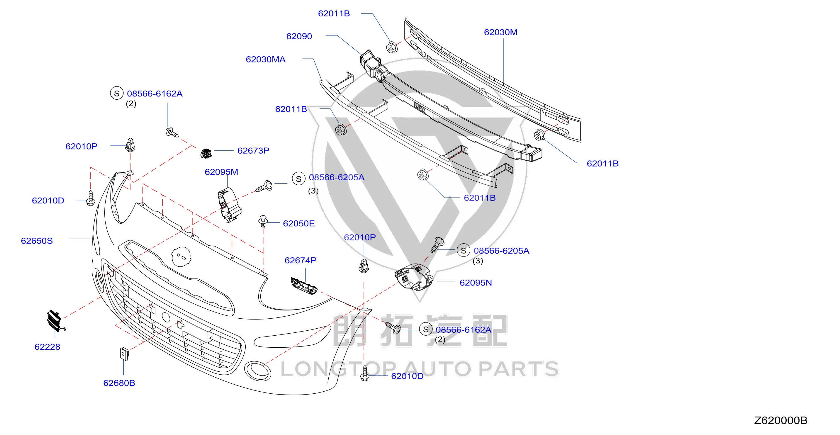 Front Bumper Skin 62022-1HM0H 620221HM0H for Nissan