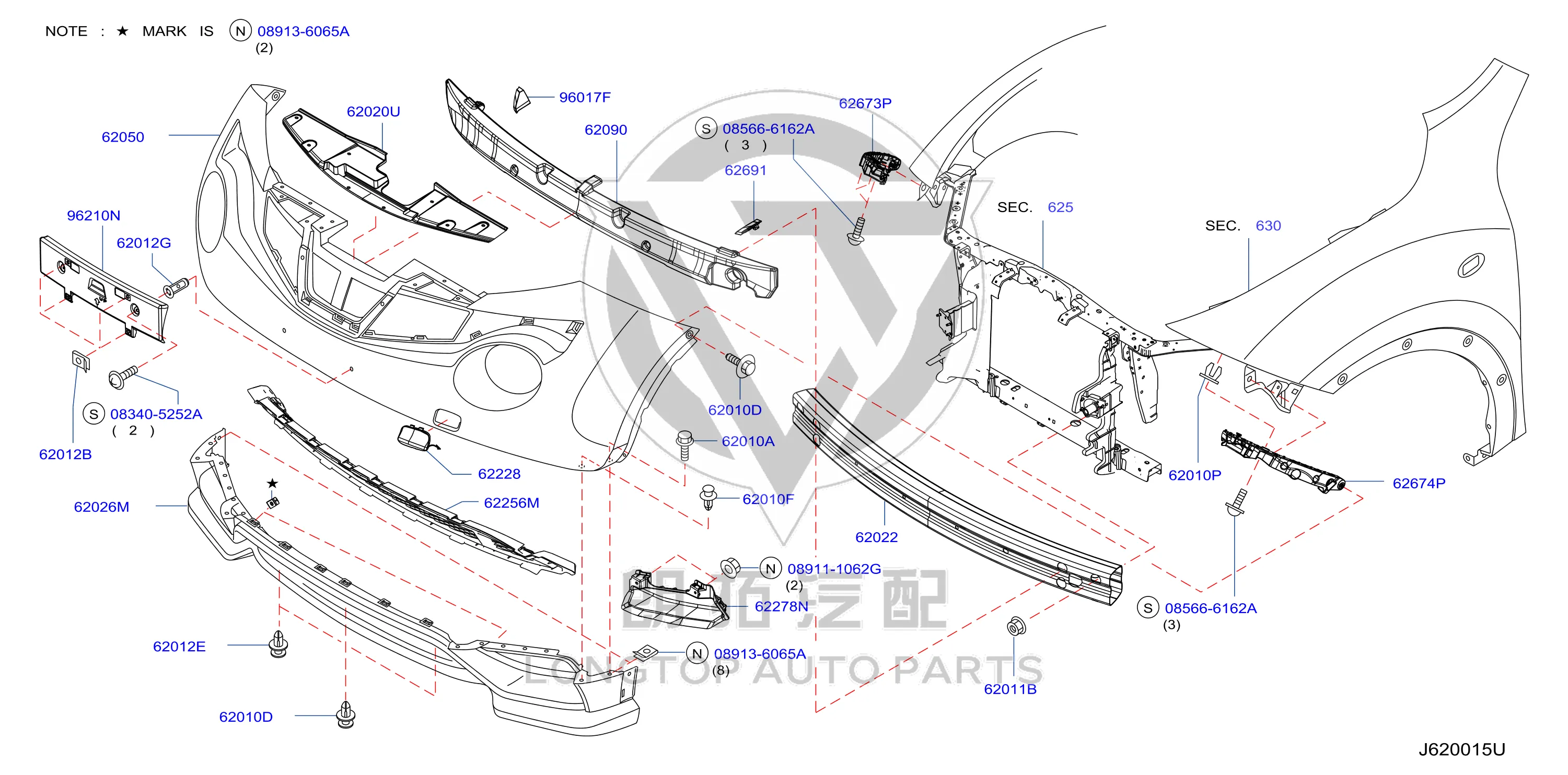 Front Bumper Skin 62022-3YV0H 620223YV0H for Infiniti