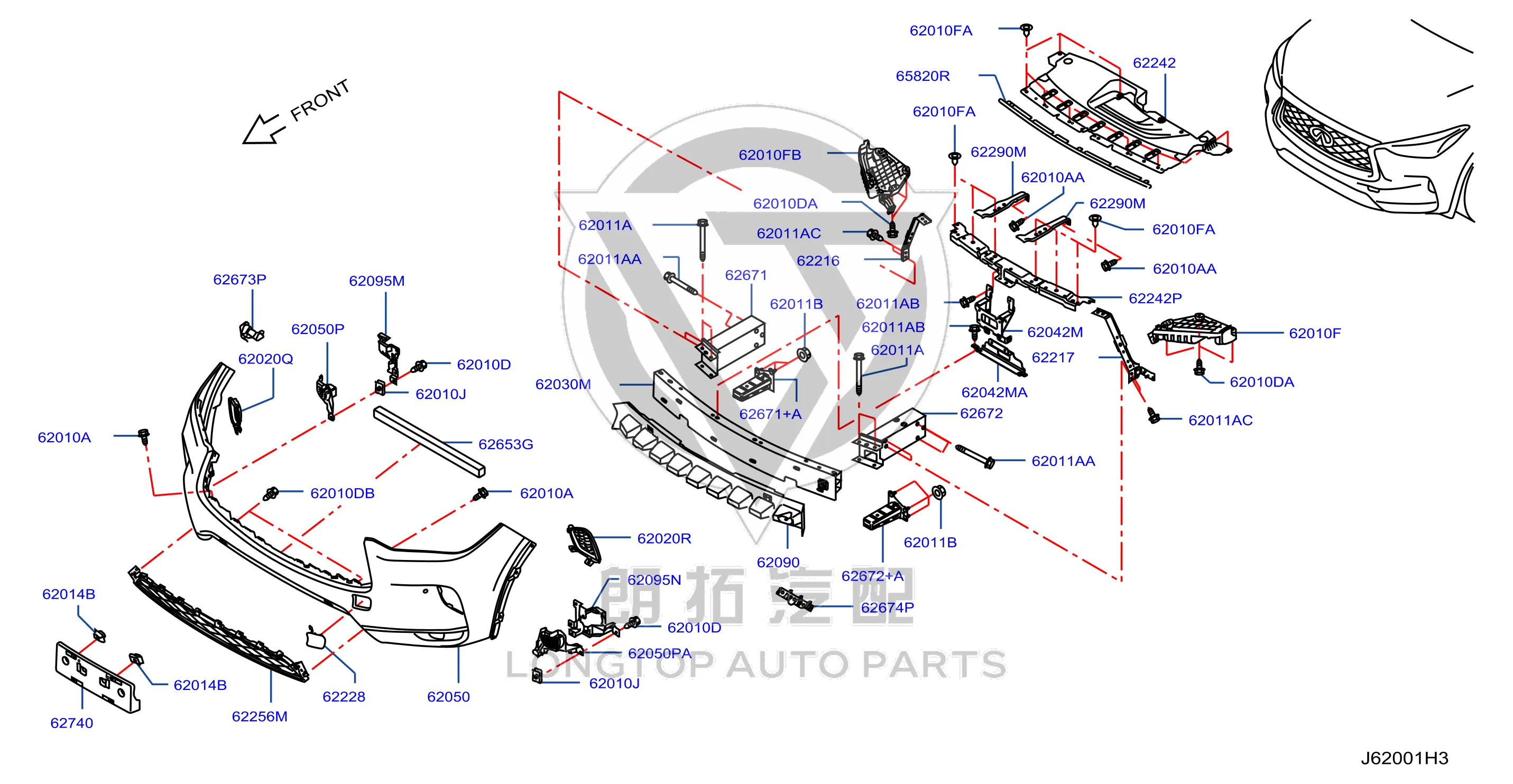 Front License Plate 96210-5NN0A 962105NN0A for Infiniti