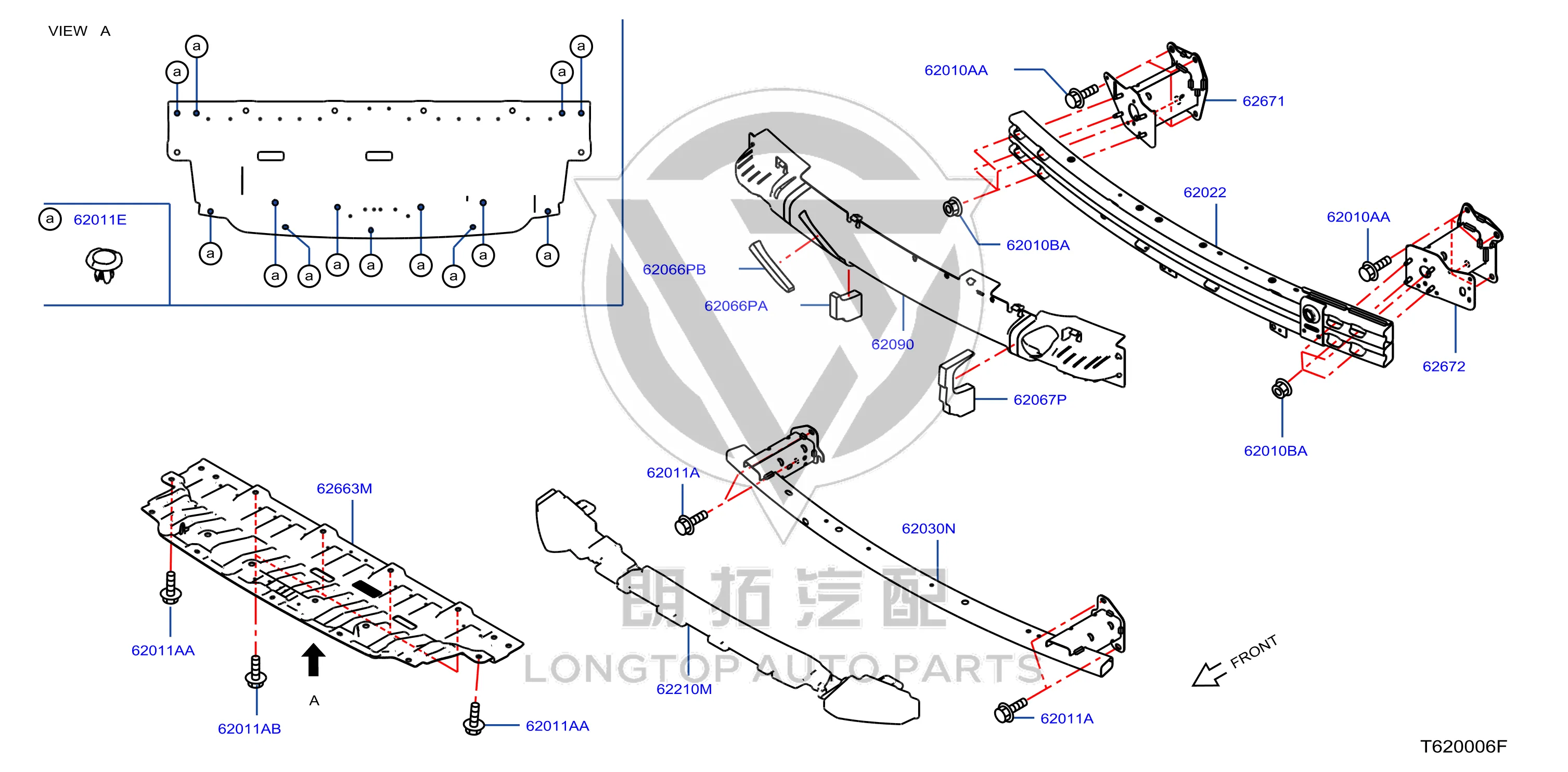 Front Bumper Frame Bracket (Right) F2210-6LAMA F22106LAMA for Nissan